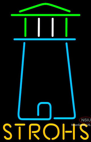 Strohs Lighthouse Art Neon Beer Sign