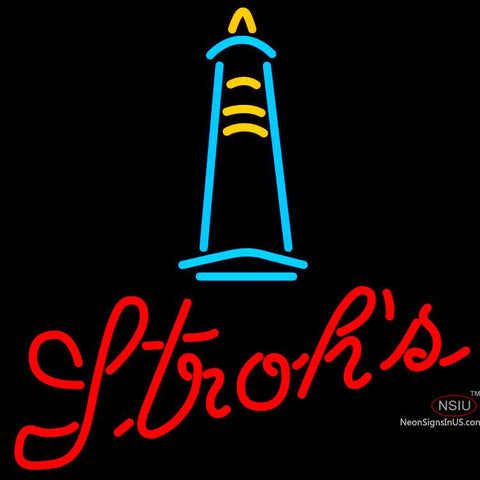 Strohs Lighthouse Neon Beer Sign x