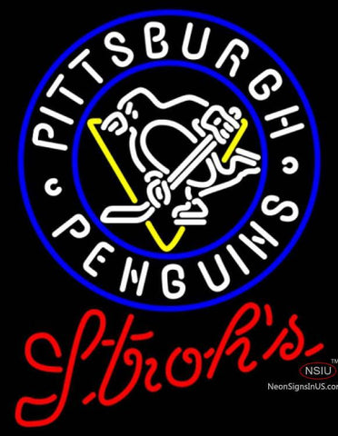 Strohs Pittsburgh Penguins Hockey Neon Sign