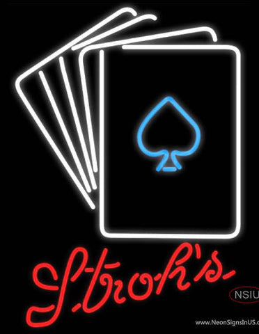 Strohs Poker Cards Real Neon Glass Tube Neon Sign 7
