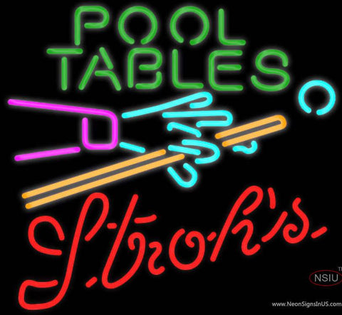 Strohs Pool Tables Billiards Real Neon Glass Tube Neon Sign