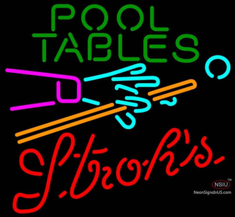 Strohs Pool Tables Billiards Neon Sign   