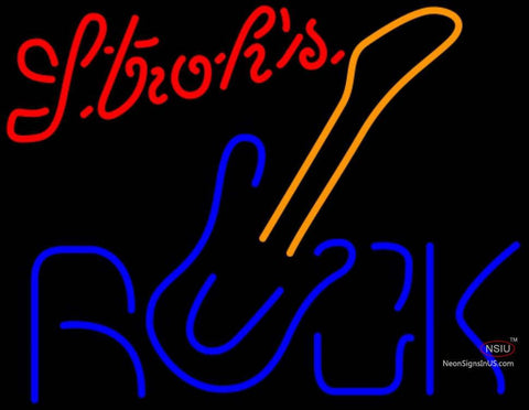 Strohs Rock Guitar Neon Sign   