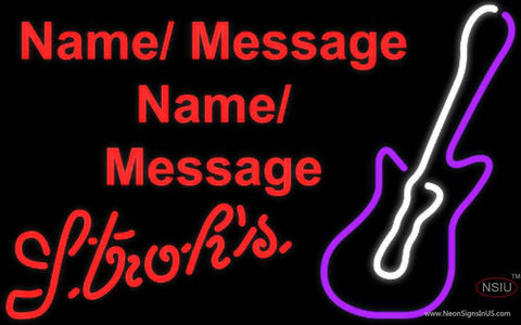 Strohs Violet Guitar Real Neon Glass Tube Neon Sign