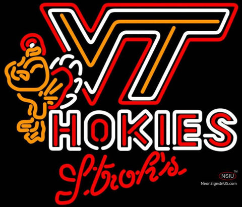 Strohs Virginia Tech Vt Hokies Logo Hockey Neon Sign 