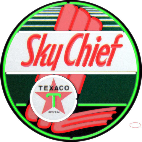 Texaco Sky Chief Gasoline Real Neon Glass Tube Neon Sign