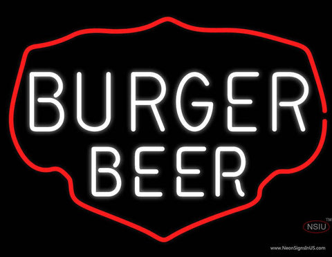 White Burger Beer Real Neon Glass Tube Neon Sign 