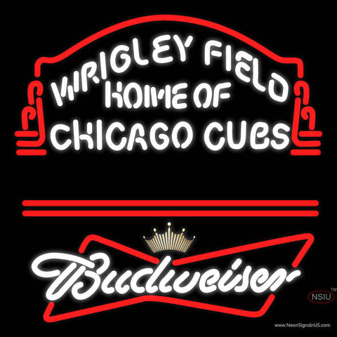 Wrigley Field Home Of Chicago Cubs Budweiser Real Neon Glass Tube Neon Sign 