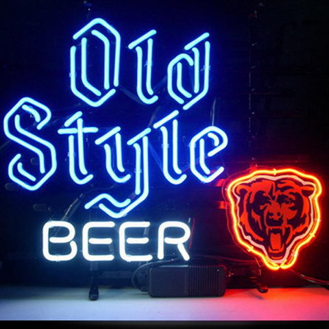 Professional  Chicago Bears Old Style Beer Neon Bar Pub Lager Sign 