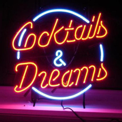 Professional  Cocktails And Dreams Beer Bar Open Neon Signs 