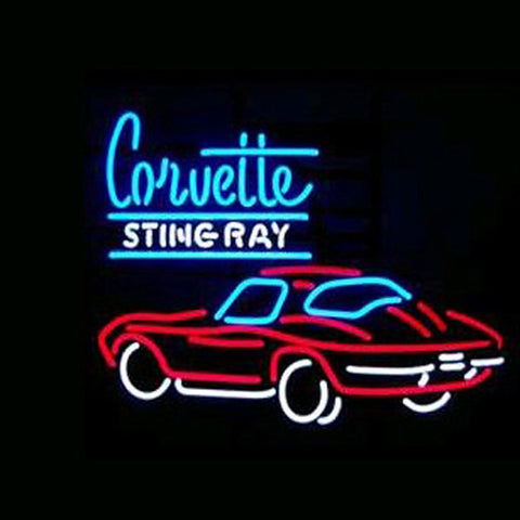 Professional  Corvette Sting Ray Shop Open Neon Sign 