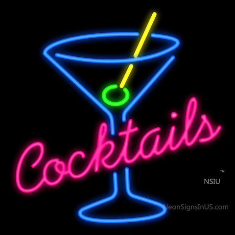 Cocktails Martini Glass Neon Sign 