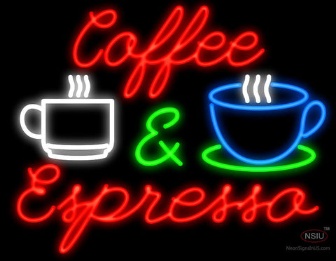Coffee and Espresso Script Neon Sign