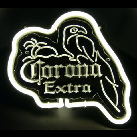 Corona Extra Parrot White On Black Neon Bar Mancave Sign 