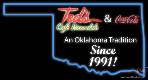 Custom Outline Of The State Of Oklahoma Real Neon Glass Tube Neon Sign 