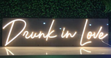 White color Drunk in love Led Handmade Art Neon Sign