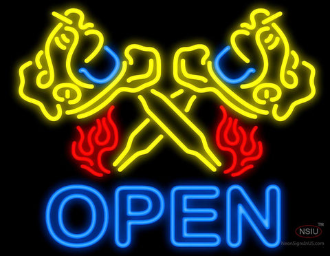 Flaming Tattoo Machine Neon Sign 