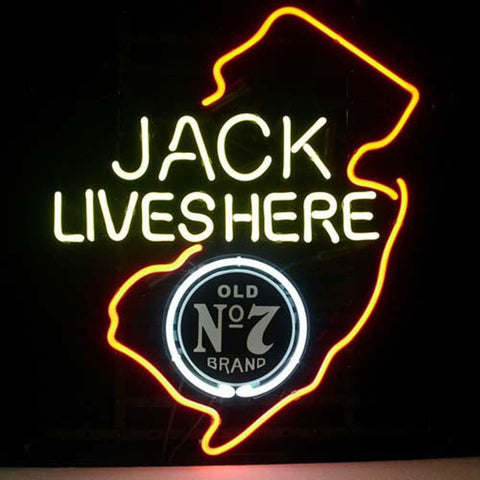 Professional  Jack Daniels Lives Here New Jersey Whiskey Neon Beer Bar Sign
