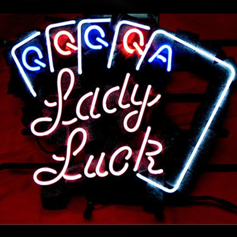 Professional  Lady Luck Poker Beer Bar Neon Sign 