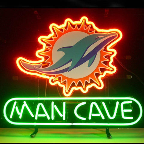 Professional  Miami Dolphin Man Cave Shop Open Neon Sign 