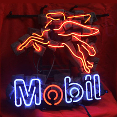 Professional  Mobil Oil Gas Shop Neon Sign 
