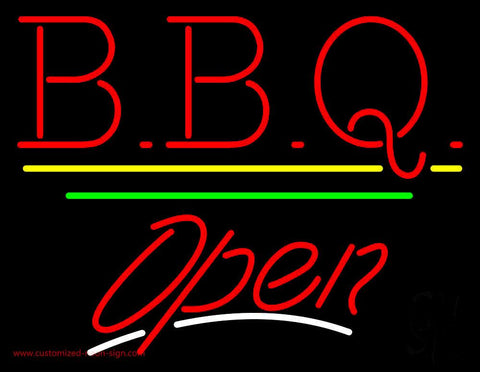 BBQ Open Yellow Line Neon Sign 