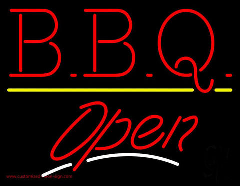 BBQ - Open White Line Neon Sign 