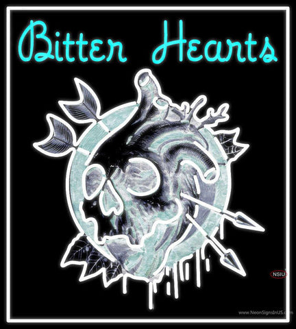 Custom Bitter Hearts Skull Logo Real Neon Glass Tube Neon Sign