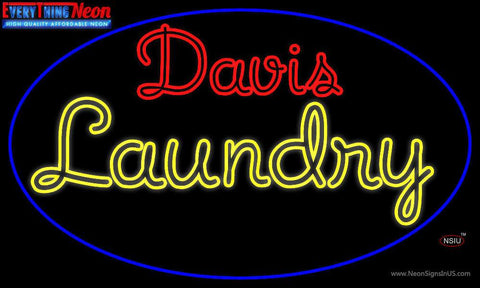 Custom Davis Laundry Real Neon Glass Tube Neon Sign