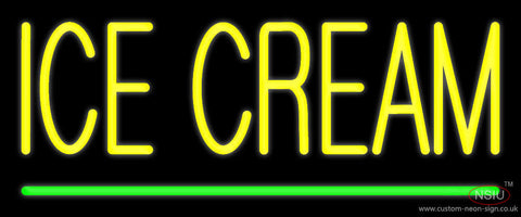 Yellow Ice Cream Green Line Neon Sign 