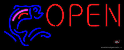 Fish Logo Open Block Real Neon Glass Tube Neon Sign 