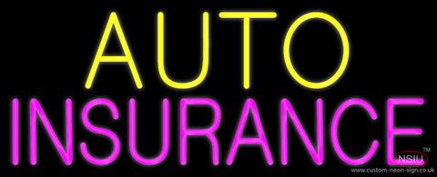 Yellow Auto Pink Insurance Neon Sign 