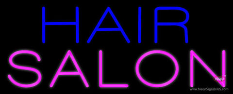 Block Blue Pink Hair Salon Real Neon Glass Tube Neon Sign