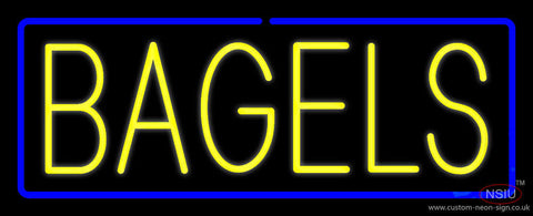 Yellow Bagels with Blue Border Neon Sign