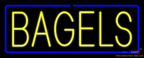 Yellow Bagels with Blue Border Neon Sign 