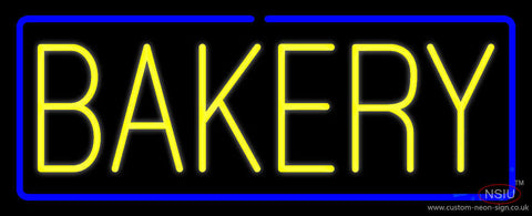 Yellow Bakery with Blue Border Neon Sign