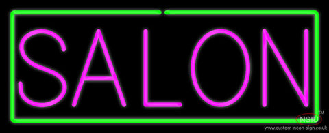 Pink Salon with Green Border Neon Sign