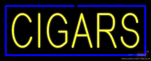 Yellow Cigars with Blue Border Neon Sign