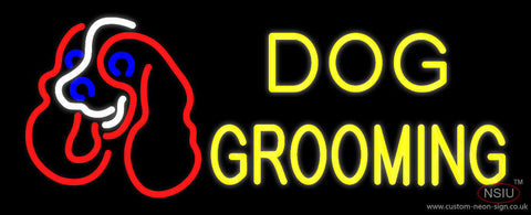 Yellow Dog Grooming with Logo Neon Sign 