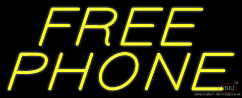 Yellow Free Phone Neon Sign 