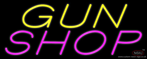 Yellow Gun Pink Shop Neon Sign 