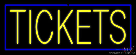 Yellow Tickets Blue Border Neon Sign 