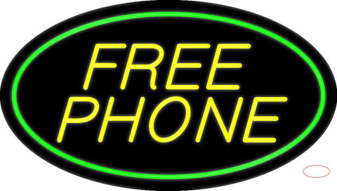 Yellow Free Phone Oval Green Neon Sign