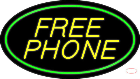 Yellow Free Phone Oval Green Neon Sign 