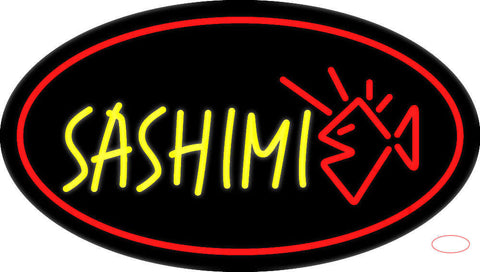 Yellow Sashimi Oval Red Neon Sign 