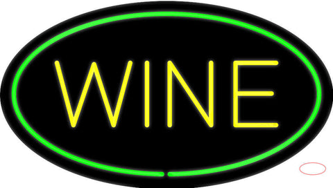 Wine Oval Green Neon Sign 