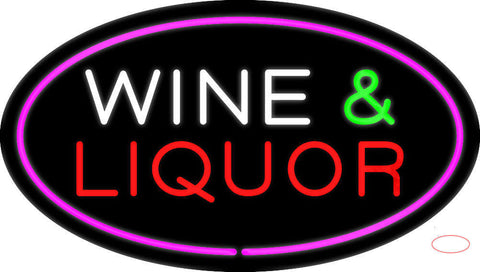 Wine and Liquor Oval Purple Neon Sign 