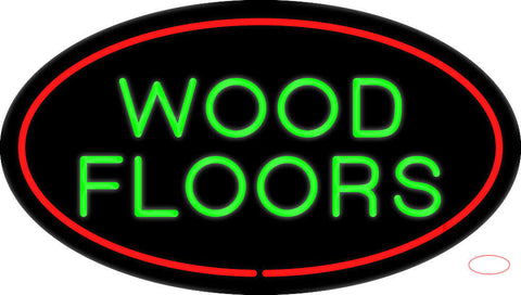 Wood Floors Oval Red Neon Sign