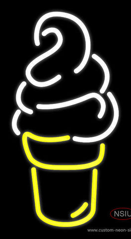 White Yellow Ice Cream Logo Neon Sign 