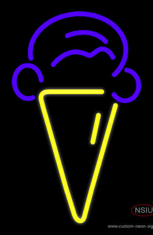 Yellow Purple Ice Cream Logo Neon Sign 